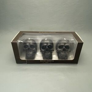 Becki Owens Set Of 3 Black Skull Candles Spooky Halloween Party Decor